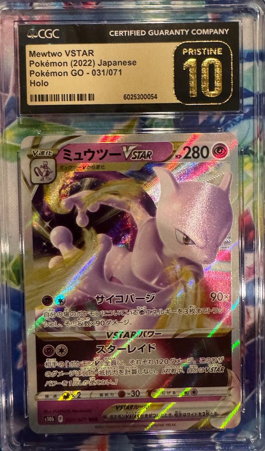 CGC 10 PRISTINE 2022 Japanese Pokémon GO Mewtwo VSTAR Holo #031/071