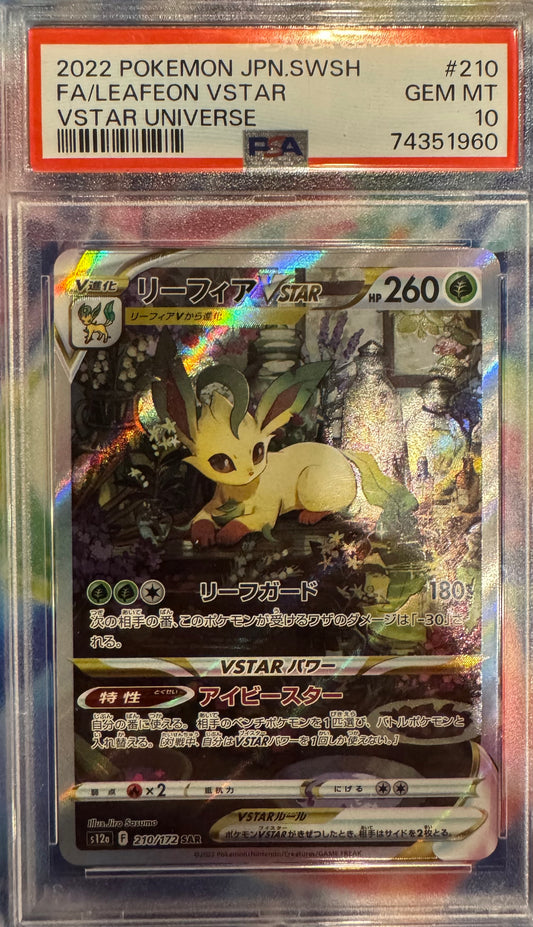 PSA 10 GEM MT 2022 Japanese Pokémon SWSH Leafeon VSTAR #210 VSTAR Universe