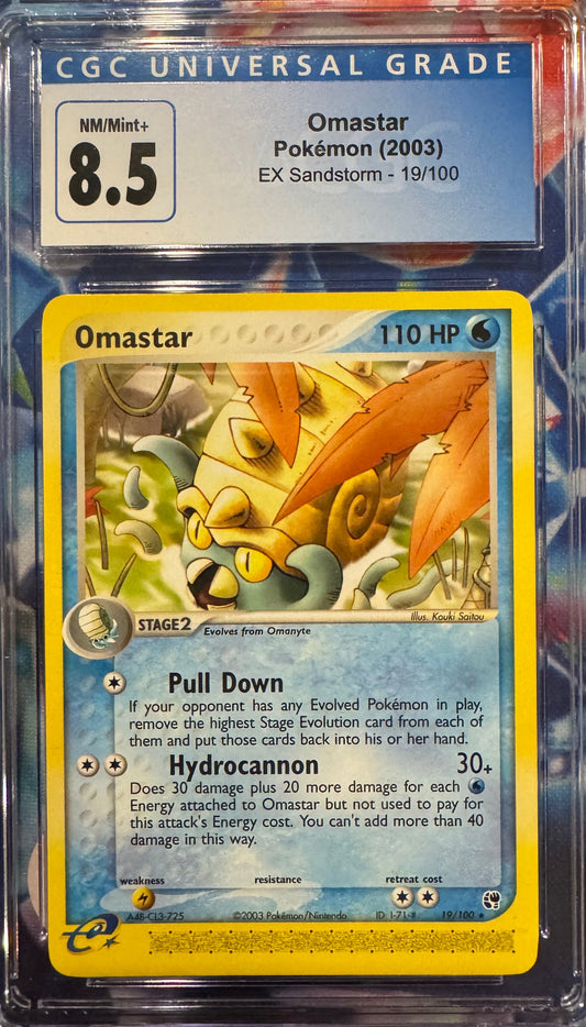 CGC 8.5 NM/MINT+ Pokémon Omastar EX Sandstorm 19/100