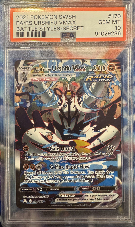 PSA 10 GEM MINT 2021 Pokémon SWSH Battle Styles-Secret Rapid Strike Urshifu VMAX 170/163