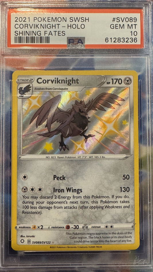 PSA 10 GEM MINT 2021 Pokémon Shining Fates Corviknight Holo #SV089